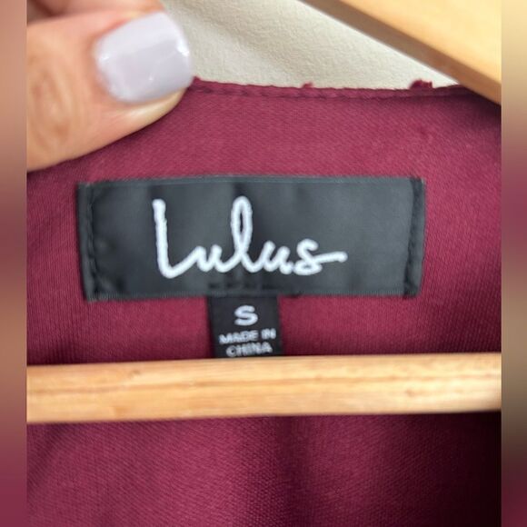 Lulus Wine and Dine Burgundy Swiss Dot Long Sleeve Skater Dress - Picture 7 of 14